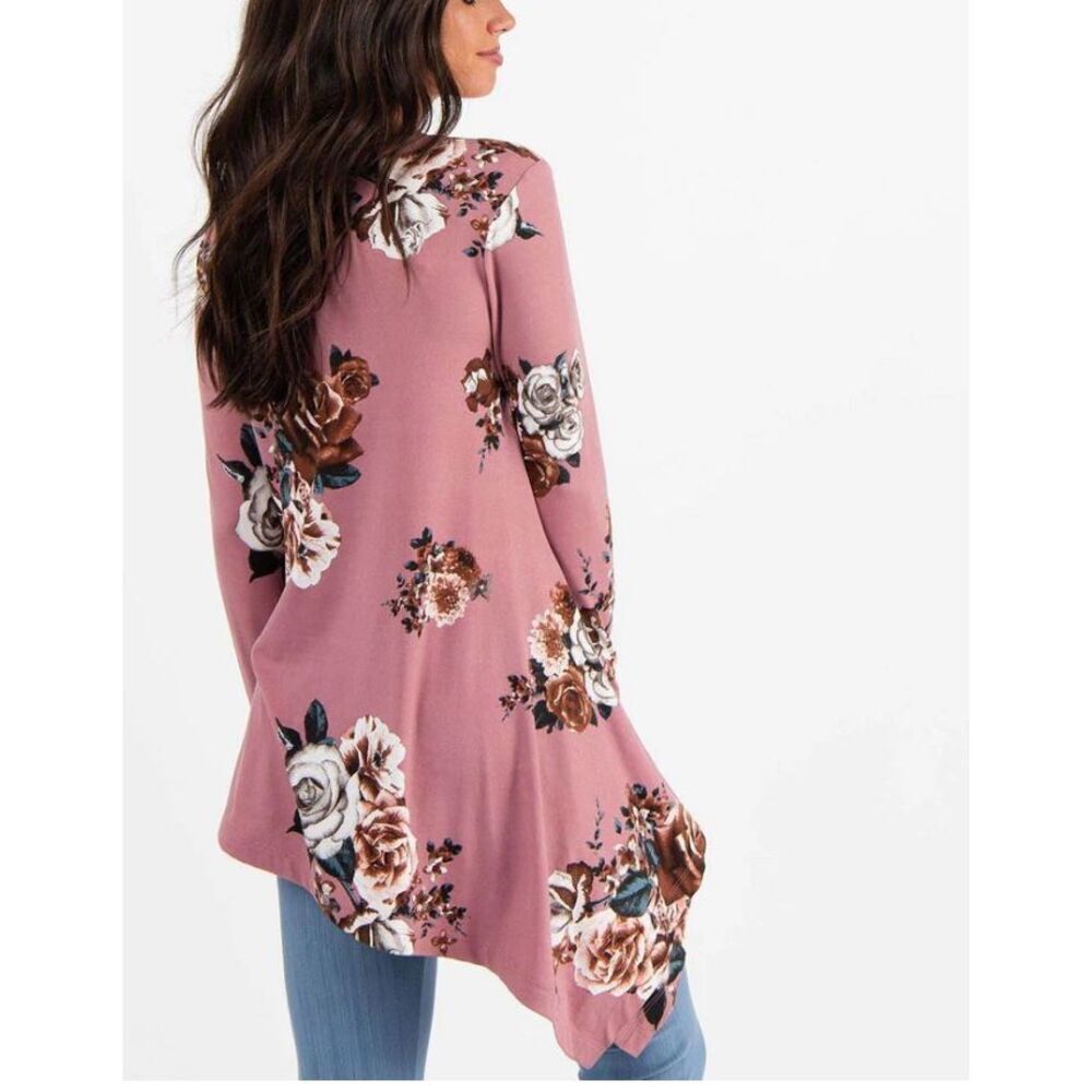 AGNES & DORATM Asymmetrical Tunic Baby Suede Mauve Floral Sz Small NWT/001 - Picture 3 of 9
